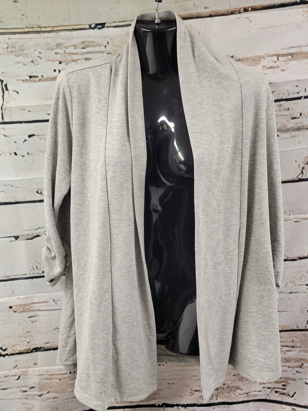 Bobeau Small Gray Open Front Shawl Collar Cardigan Cozy Minimalist Layer